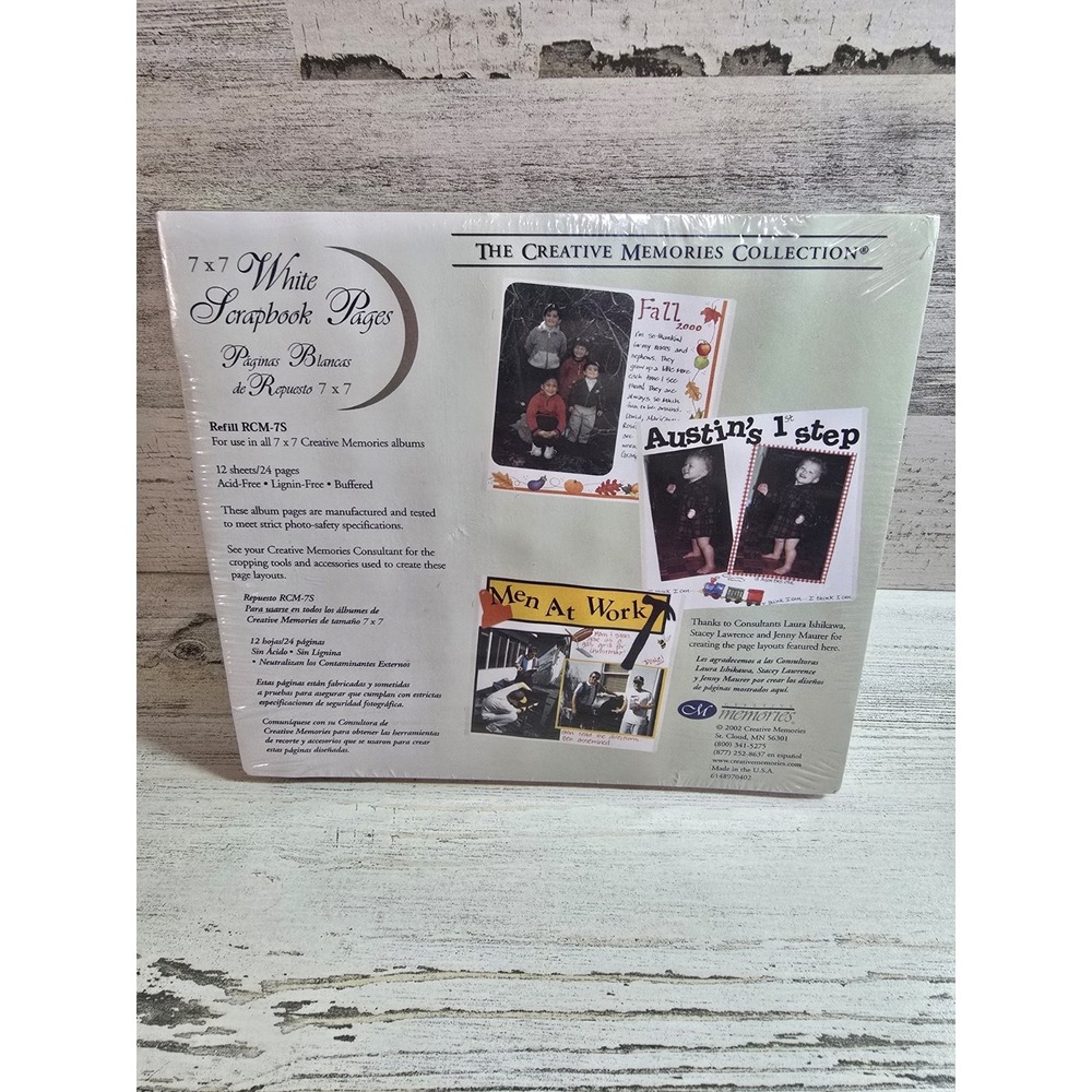 Creative Memories 7x7 White Scrapbook Pages Refill RCM-7S 12 Sheets 24 Pages New